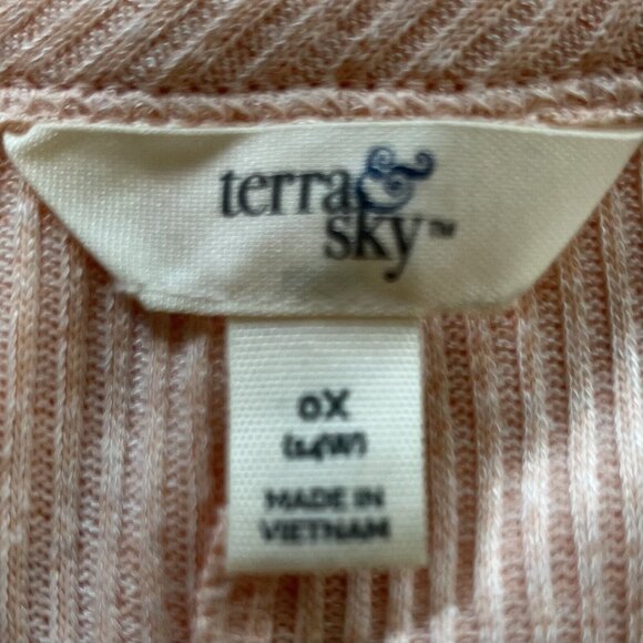 Terra & Sky Thermal Ribbed Shirt Womens Peach 0X New Too Long Sleeve Semi Fitted - Picture 6 of 10